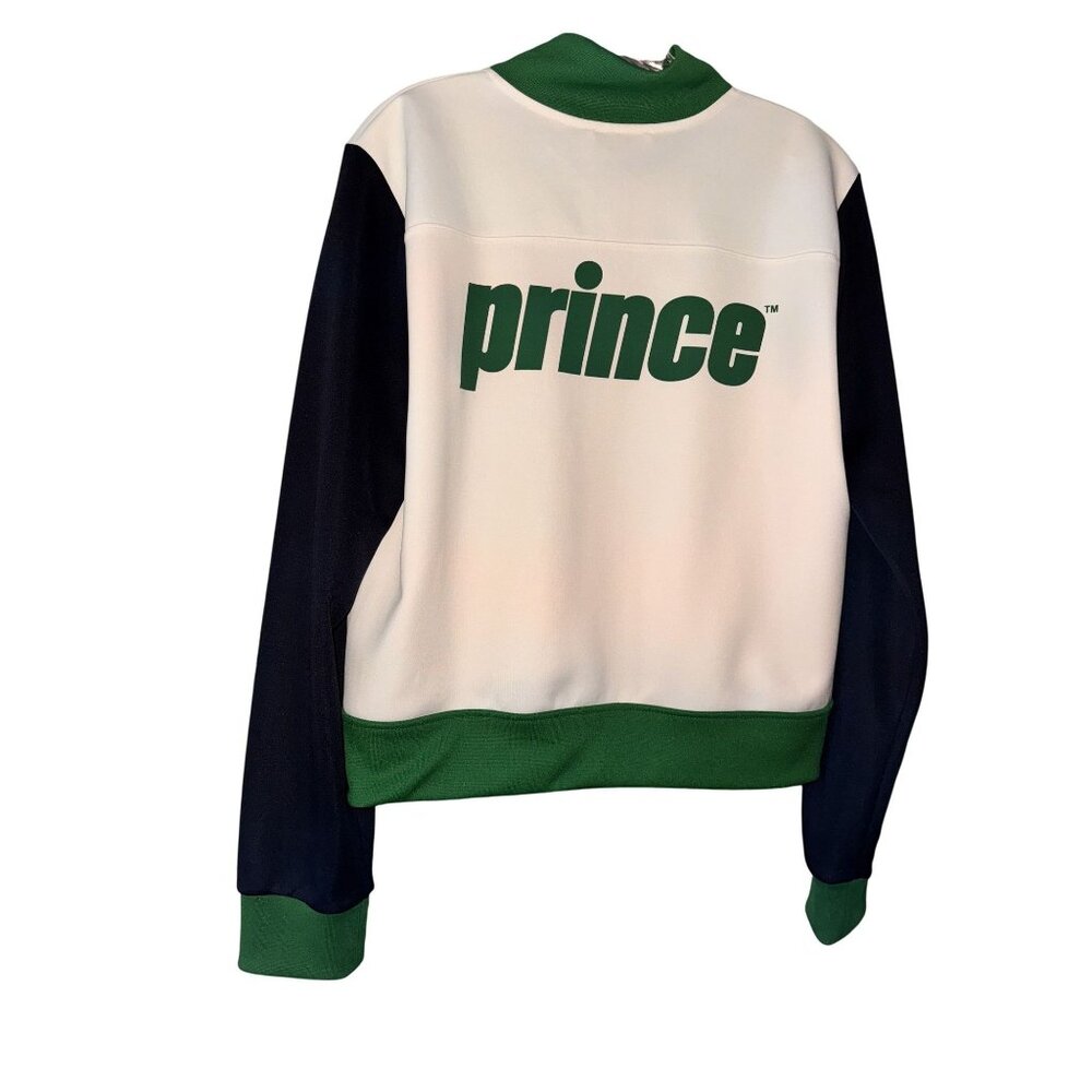 Prince x Zara White & Navy Full-Zip Jacket  crop L Green Accents Polyester Blend - Picture 4 of 4